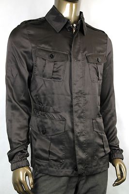 Pre-owned Gucci $1950 Authentic  Mens Silk Windbreak Jacket Blouse Brown 337454 2011