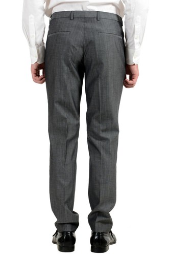 Pre-owned Hugo Boss "arti/hesten182" Men's Extra Slim Fit Wool Gray One Button Suit