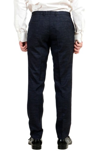 Pre-owned Hugo Boss "reyno4/wave2" Men's Wool Extra Slim Two Button Suit In Blue