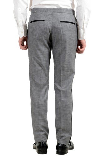 Pre-owned Hugo Boss "novid/bristow_1" Men's Wool Silk Slim Gray Tuxedo Two Button Suit