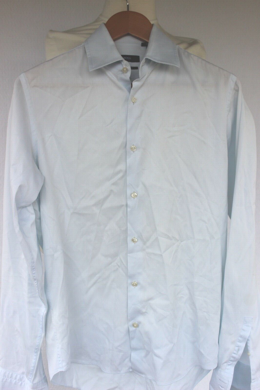 Hugo Boss Men's Athletic Fit L Barrel Portofino Cocktail Cuff Shirt Blue D5