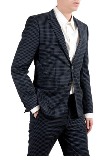 Pre-owned Hugo Boss "astian/hets" Men's Wool Plaid Two Button Suit In Multicolor