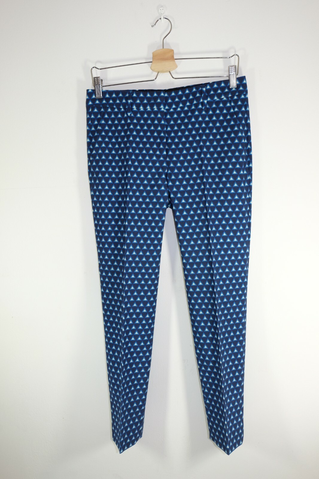 パンツ PRADA BLUE WOOL WIDE TROUSERS Prada Blue Triangle Patterned Geometric Wool Pants Size 38