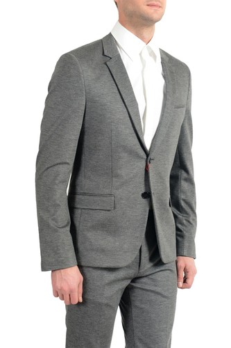 Pre-owned Hugo Boss "anfred/heiron192j" Men's Gray Extra Slim Two Button Suit
