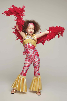 $110 NWT CHASING FIREFLIES 8 70'S DISCO DARLING COSTUME/FEATHER BOA/CHOKER 