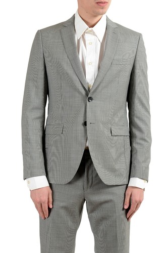 Pre-owned Hugo Boss "reymond/wenten" Men's 100% Wool Extra Slim Two Button Suit In Multicolor