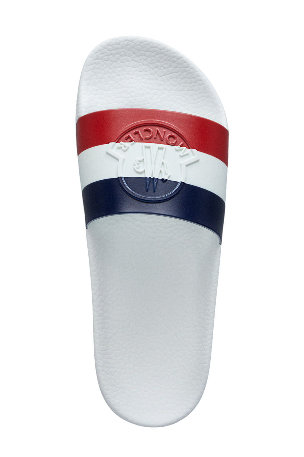 Pre-owned Moncler Authentic Men's  White Rubber Basile Logo Slides Sandals $285
