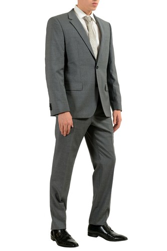 Pre-owned Hugo Boss "halsey2/merrill2" Men's 100% Wool Gray Two Button Suit