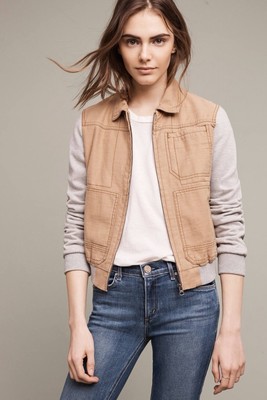 *NEW* Hei Hei $128 Excursion Collared Bomber Jacket, Sweatshirt Sleeves Size M