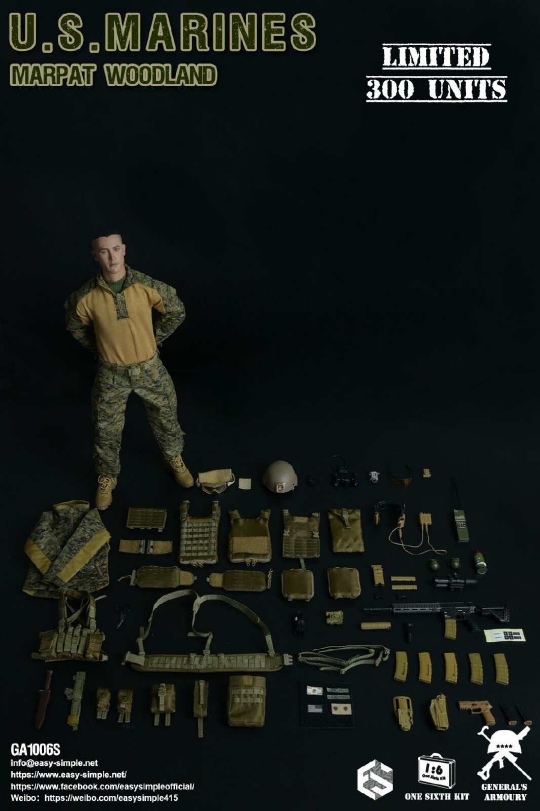 New Easy&Simple GA1006S U.S. MARINES MARPAT WOODLAND 1/6