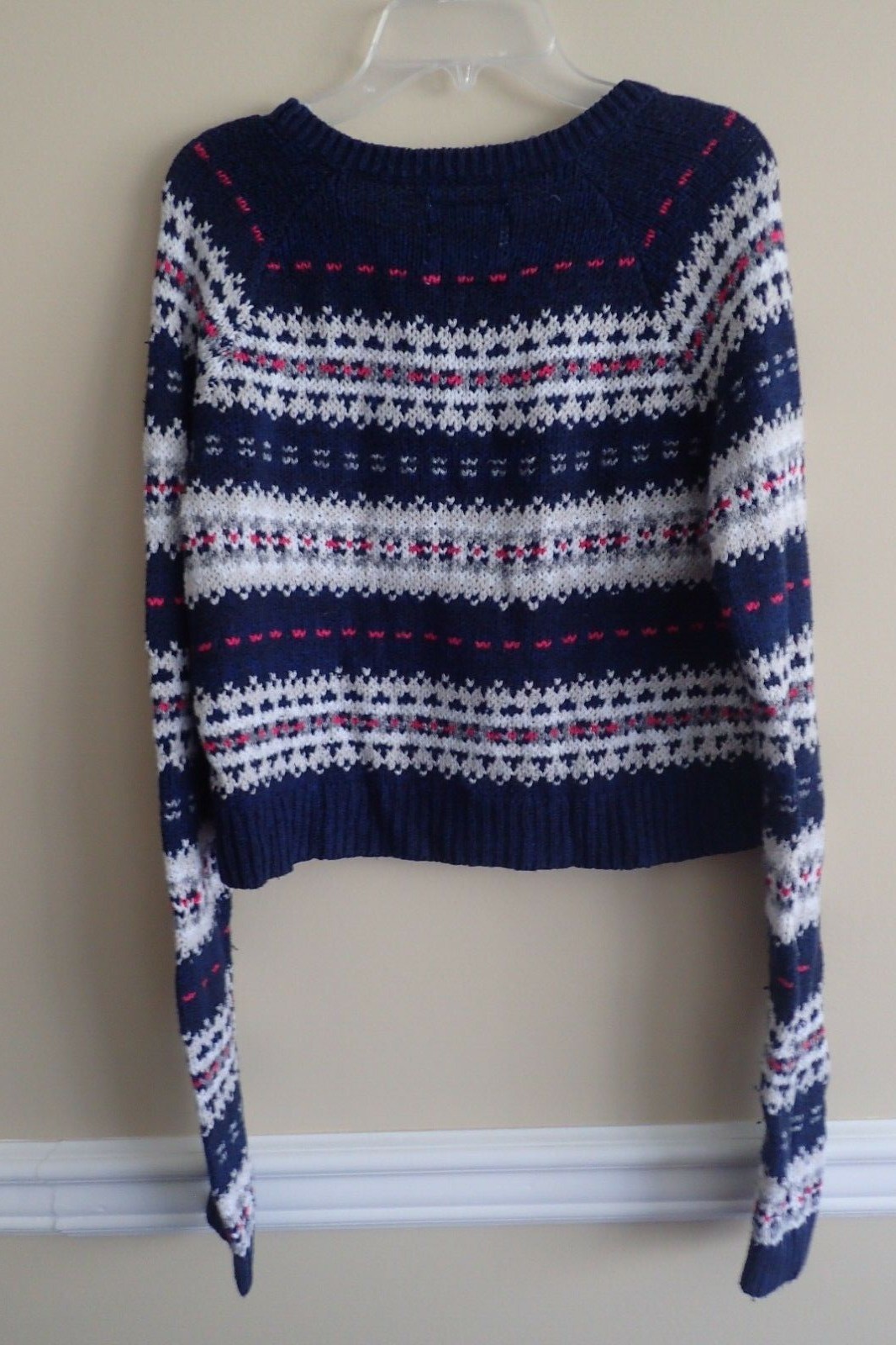 Abercrombie & Fitch Girls Blue Knit Sweater Sz S - with nordic like design