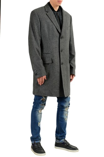 Pre-owned Hugo Boss "nadim" Men's Wool Gray Built-in Vest Three Button Coat Us 2xl It 56