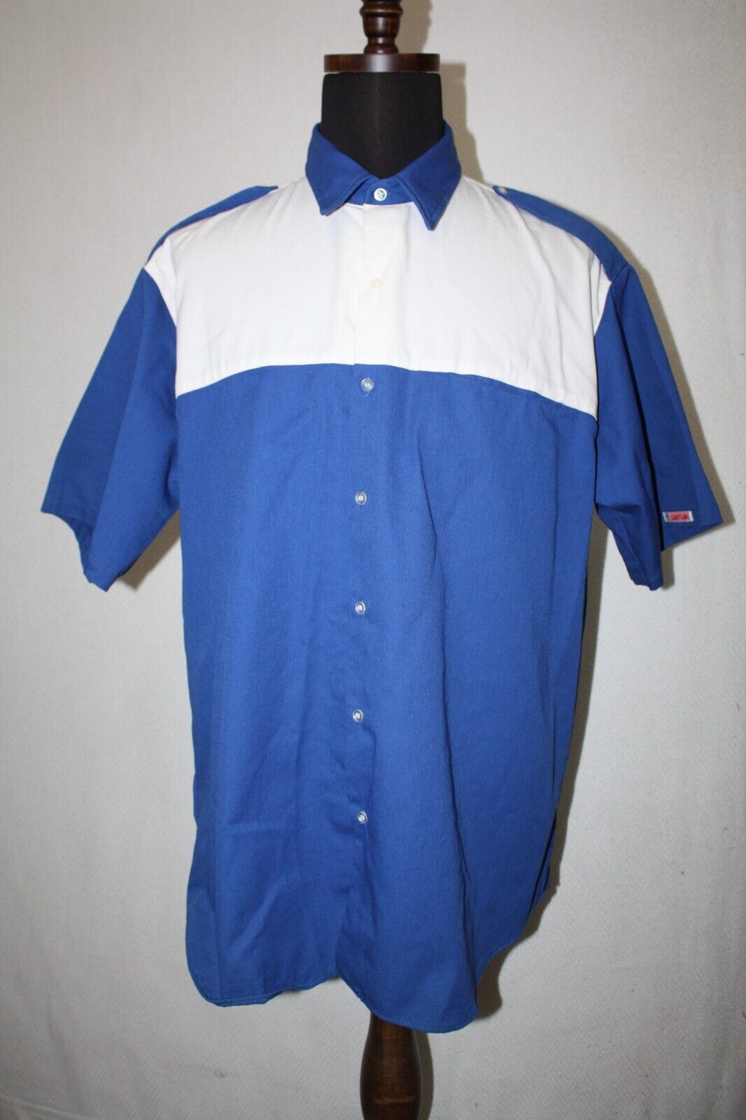 Vtg Simpson Sz XL Blue White Blank Short Sleeve Button Up Vtg Simpson Sz XL Blue White Blank Short Sleeve Button Up