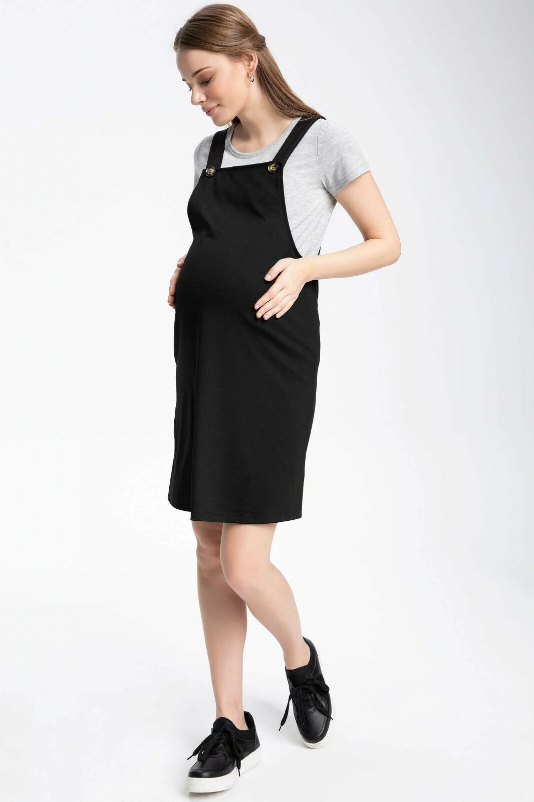 Brand New Maternity Pinafore Dress Black Knee Length Size Medium 18 | eBay