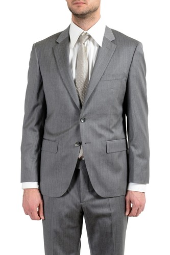 Pre-owned Hugo Boss "t-harvers4/glover2" Men's Slim 100% Wool Gray Two Button Suit