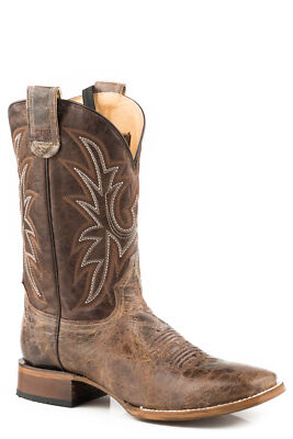 Pre-owned Roper Mens Waxy Brown Leather Pierce Ccs Cowboy Boots