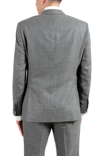 Pre-owned Hugo Boss "t-harvers4/glover3" Men's Silk Wool Gray Slim Two Button Suit
