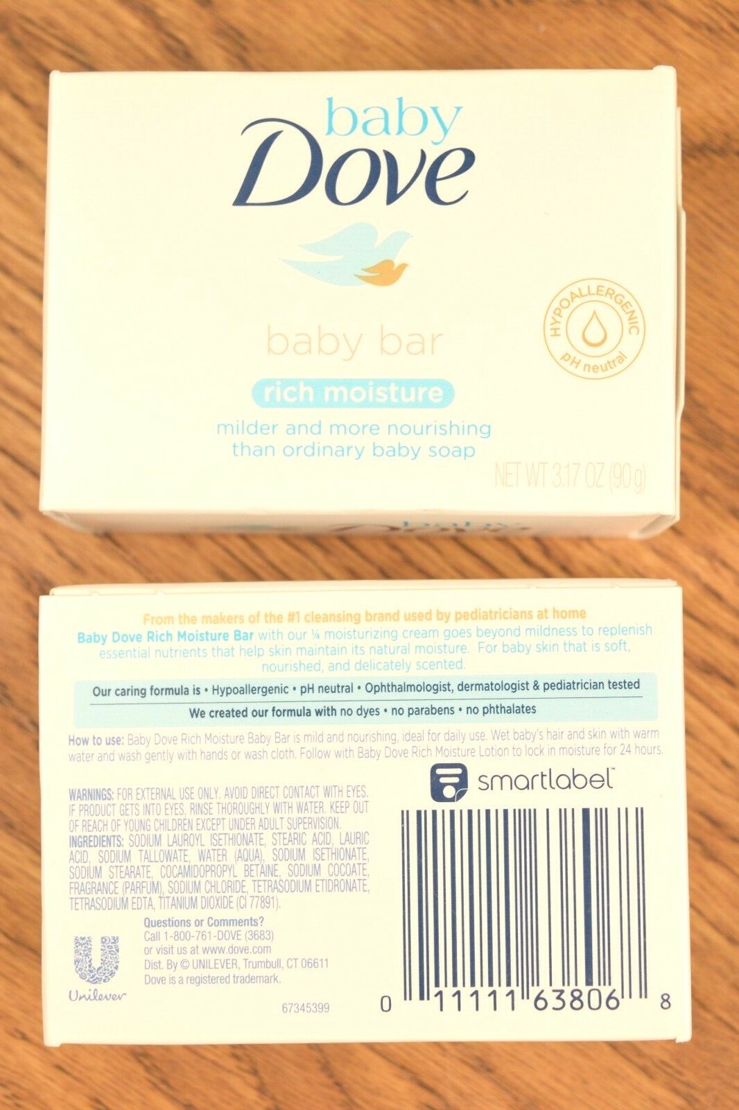 Baby DOVE Baby Bath Bar, Rich Moisture, Mild and Nourishing, 3.17 OZ (x 2 BARS)