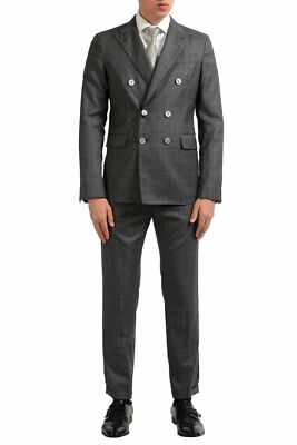 Dsquared2 ''Napoli'' Men's 100% Wool Gray Plaid Double Breasted Suit US 38 IT 48