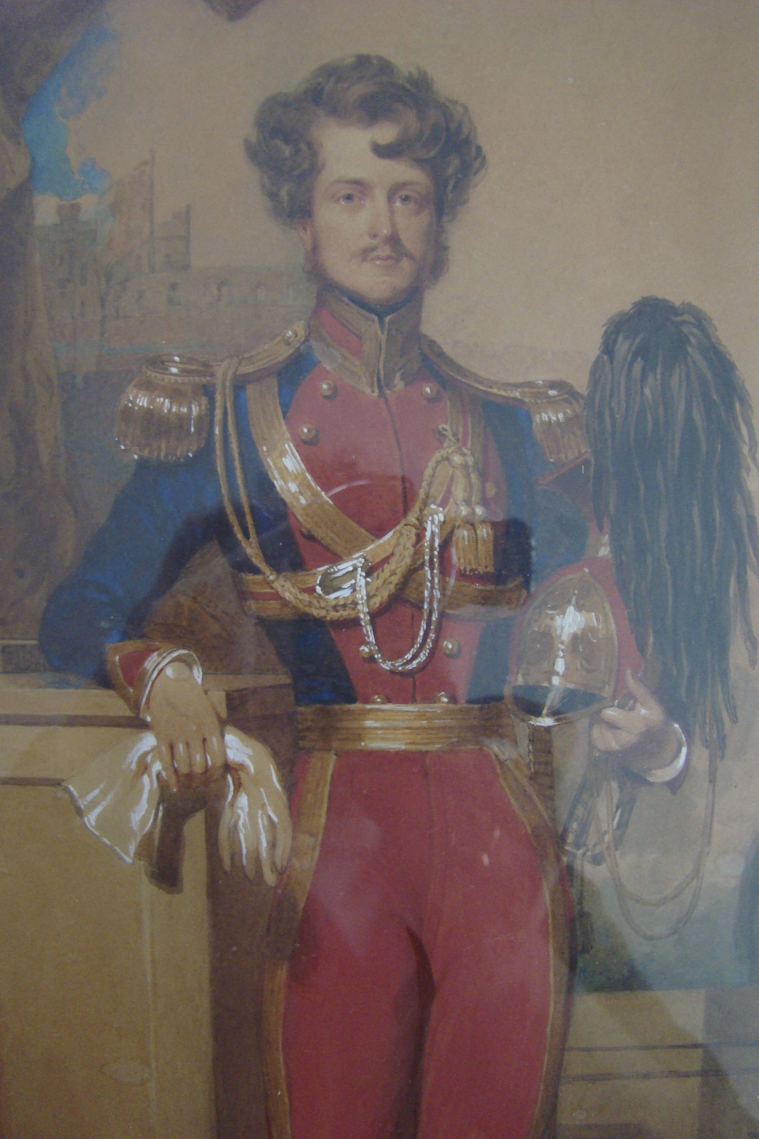 9th LANCER OFFICER WINDSOR FUNERAL GEORGE iV 1830 WATERCOLOUR