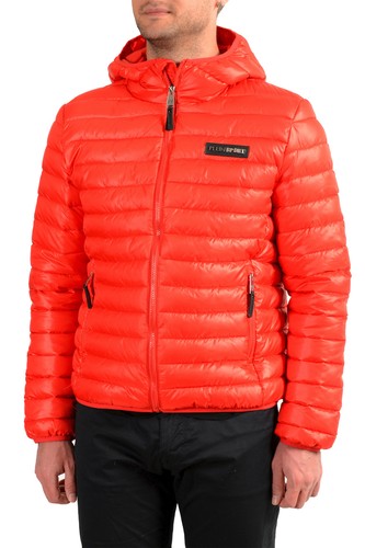 PLEIN SPORT PLEIN SPORT HERREN ROT MIT KAPUZE LOGO AUFDRUCK REISSVERSCHLUSS PARKAJACKE