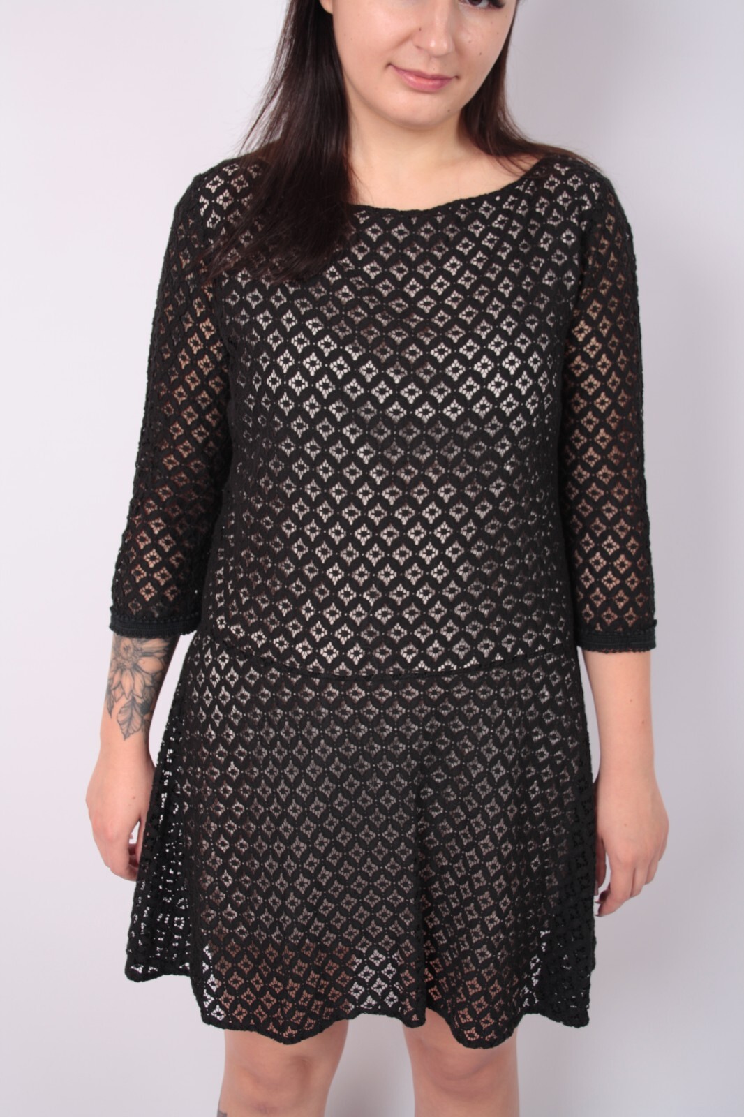 See by Chloe Womens Short Sheath Dress Crochet Lace Black