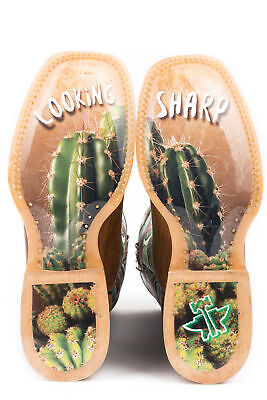 Pre-owned Tin Haul Womens Multi-color Leather Cactilicious Cowboy Boots In Multicolor