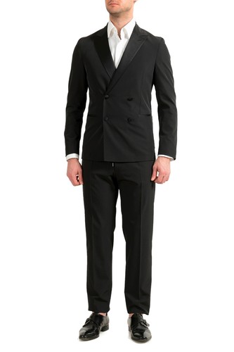 Pre-owned Hugo Boss Men's "nielsen/oliwer_1" Black Double Breasted Tuxedo Style Suit