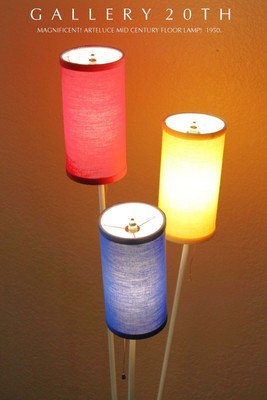 WOW! MID CENTURY MODERN ARTELUCE TRICOLOR FLOOR LAMP! 50S STILNOVO VTG TRIENNALE