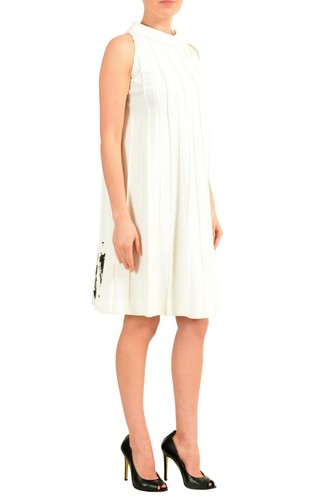 MAISON MARGIELA MAISON MARGIELA WEISS GRAFIK ÄRMELLOS DAMEN ETUIKLEID SZ XS S M L