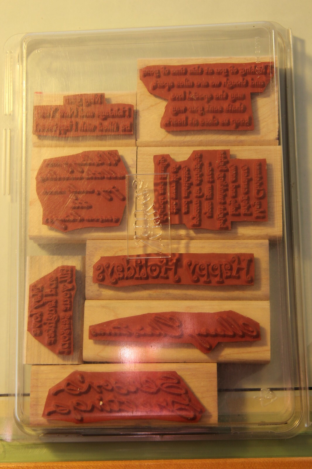 Stampin' Up - Season's Greetings Wood Mount Stamp Set of 8 Holiday