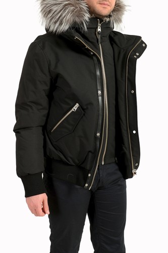 Pre-owned Mackage $1445  Men's "dixon-x" Black Fur-trim Parka Bomber Jacket Us 38/s It 48