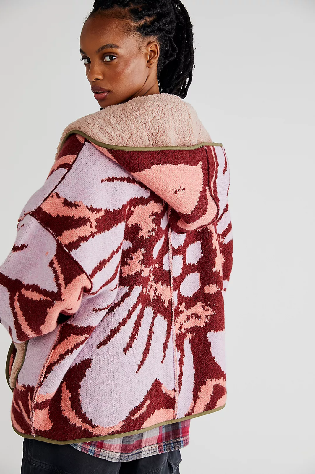 Pre-owned Free People Winter Chill Jacket Coat $268 S M L Reversible Oversized Fleece In Multicolor