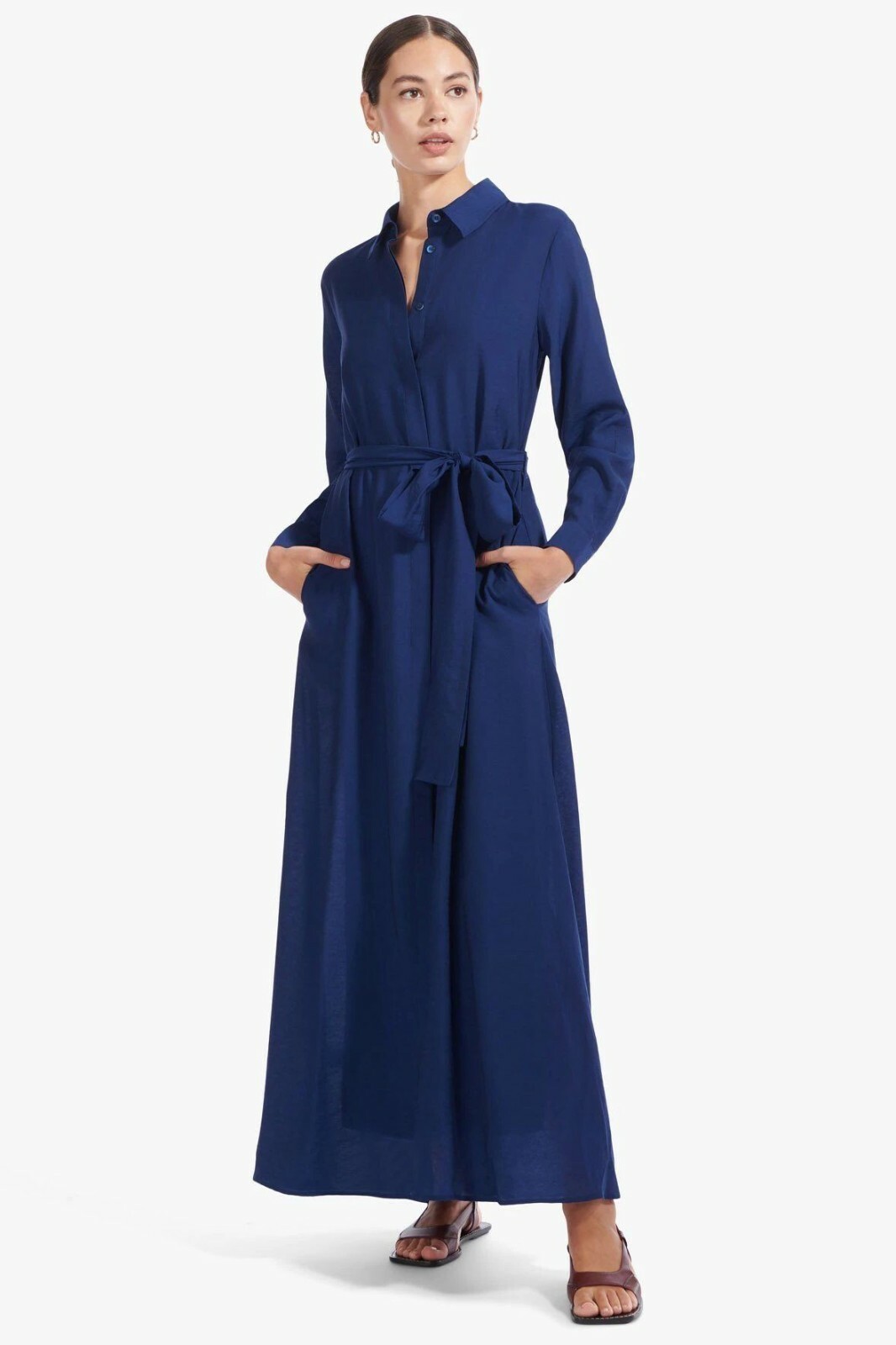 ワンピース STAUD Woman Dress Blue R24S2109PO NVY NWT NIP STAUD SKIPPER DRESS IN NAVY BLUE w/Detachable Slip M