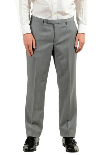 Pre-owned Hugo Boss "kings/central_1" Men's 100% Wool Gray Two Button Suit