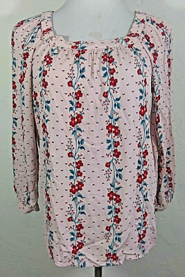 Old Navy Womens Top Small Floral Multicolor Portrait Mauve Vertical 3 4th Sleeve