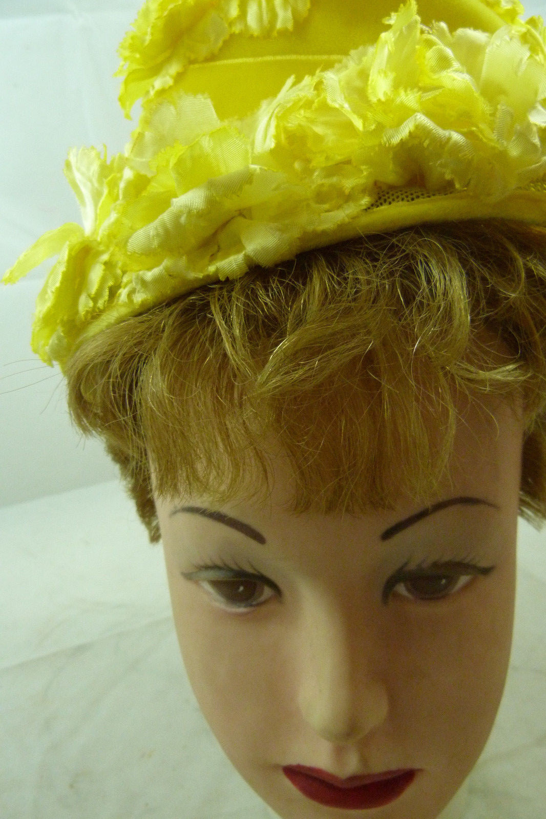 Vintage Ladies Yellow Flower Fancy Church Easter Women's Hat Cap Sunday Holiday