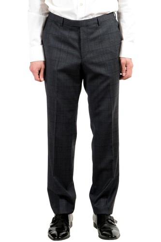 Pre-owned Hugo Boss "c-jeffery/c-simmons" Men's Wool Plaid Gray Two Button Suit