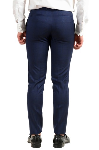 Pre-owned Hugo Boss Men's "reyno4/wave2" Extra Slim Fit 100% Wool Blue Two Button Suit