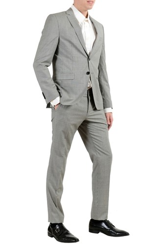 Pre-owned Hugo Boss "reymond/wenten" Men's 100% Wool Extra Slim Two Button Suit In Multicolor