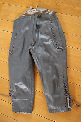 Herren- LEDERBREECHES / Motorrad - Hose / Polizei - Lederhose in grau Gr. 50-52