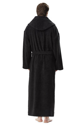 Men's Long Hooded Ankle Length Turkish Cotton Bathrobe Robe