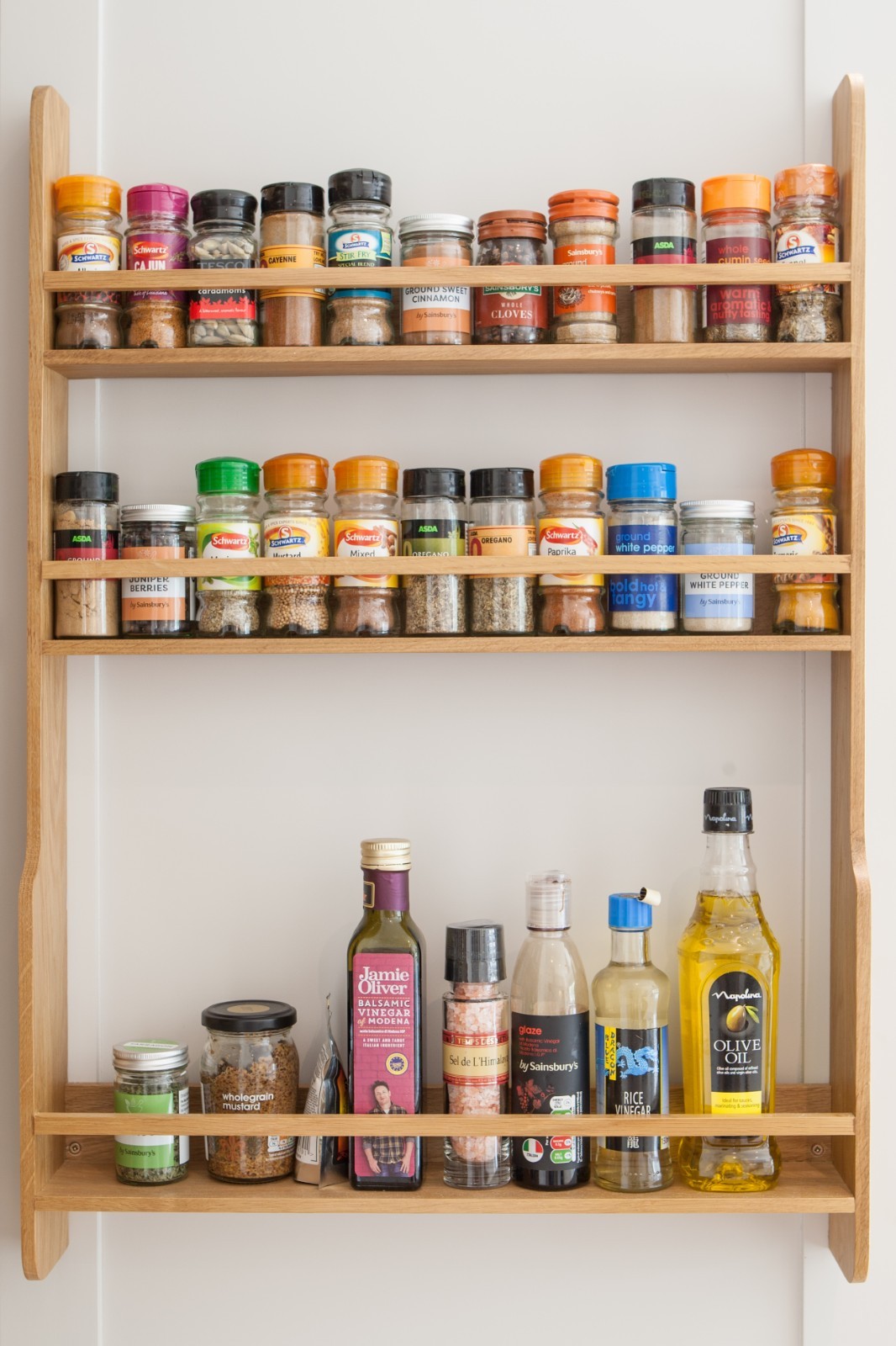 Spice Rack Oak 4 Shelves Cupboard Kitchen Door Storage Can Be