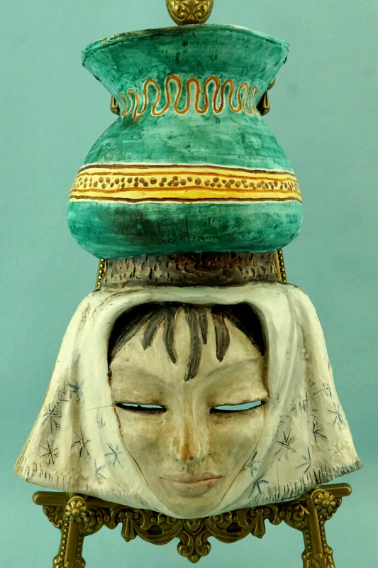 Merlone Tanagra Rome ÃNorme Sculpture Masque Mural Roturier Romain Et Vase DecÃ²