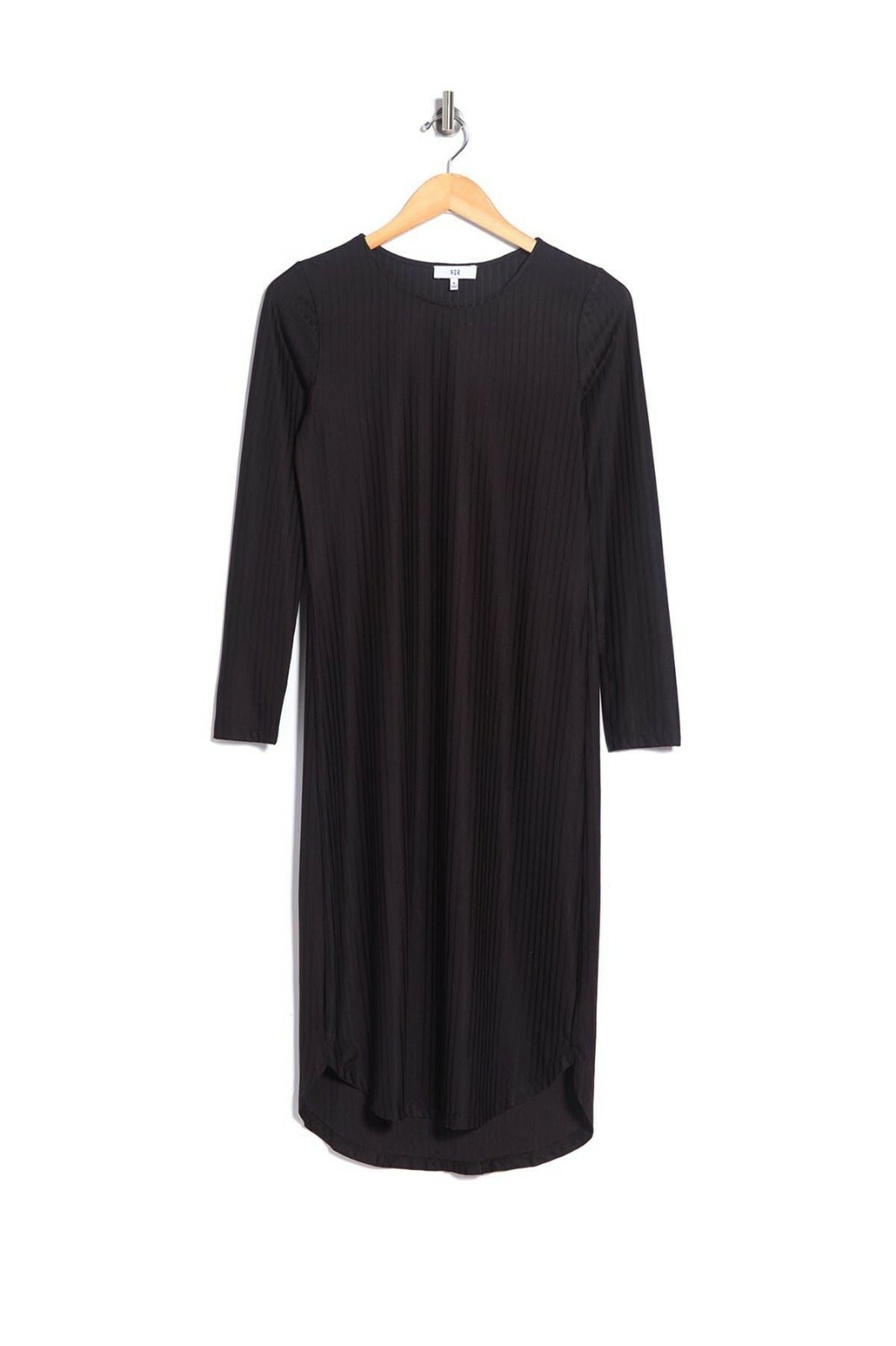 

НОВОЕ черное платье миди LBD в рубчик в рубчик с длинными рукавами NSR SMALL Nordstrom, Черный