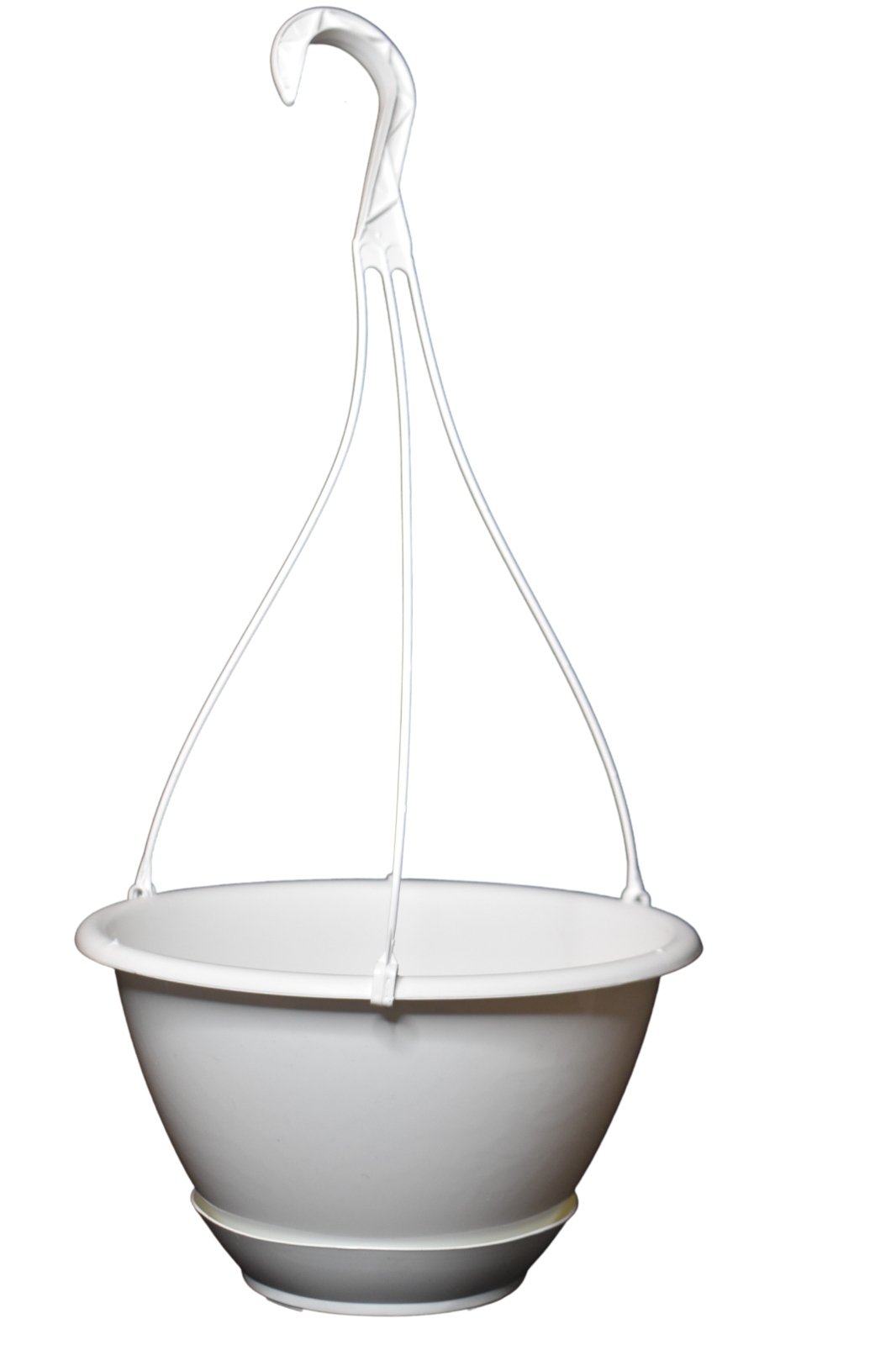 8" White Plastic Hanging Basket with Saucer- Set of 5 -KOBA Indoor Outdoor pot
