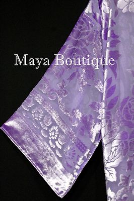 Pre-owned Maya Matazaro Lavender Jacket Kimono Burnout Velvet Short No Fringe Hand Dyed  In Purple