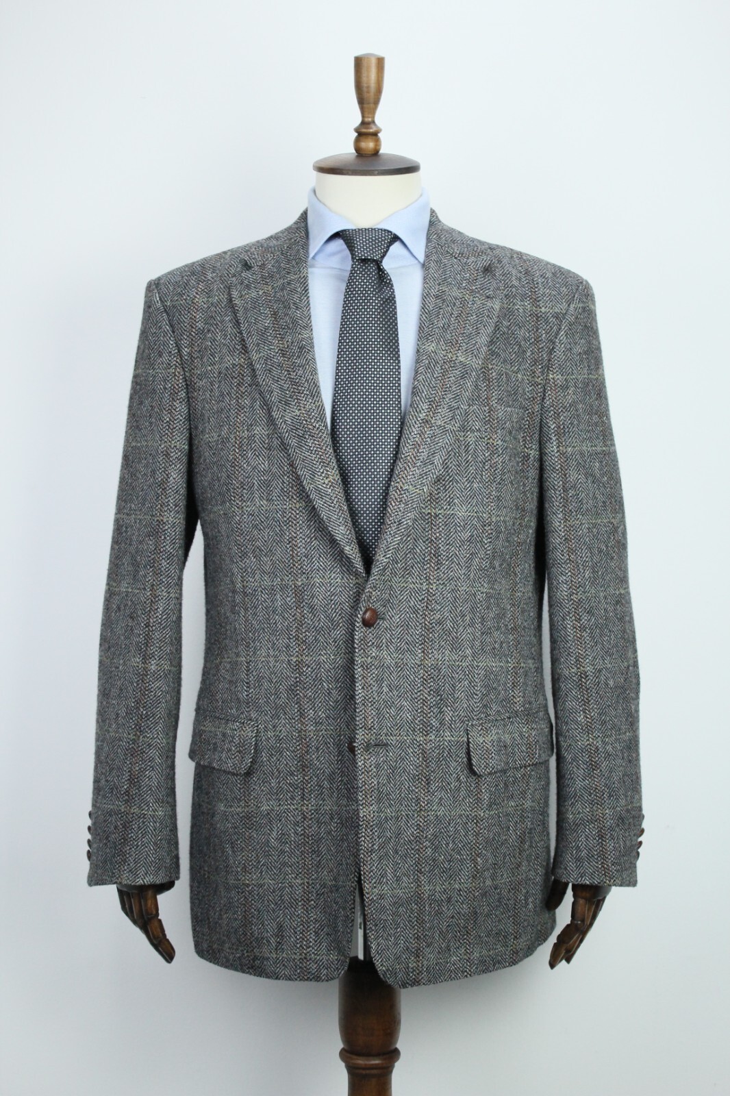 HARRIS TWEED Gray Herringbone WOOL Sport Coat Blazer Jacket 54L IT