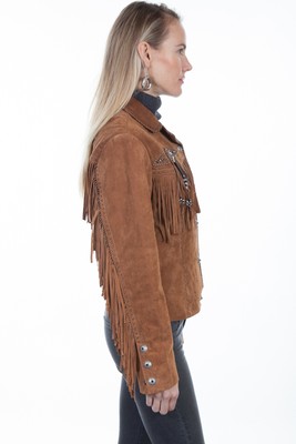 Pre-owned Scully Womens Cinnamon Boar Suede Jacket In Brown