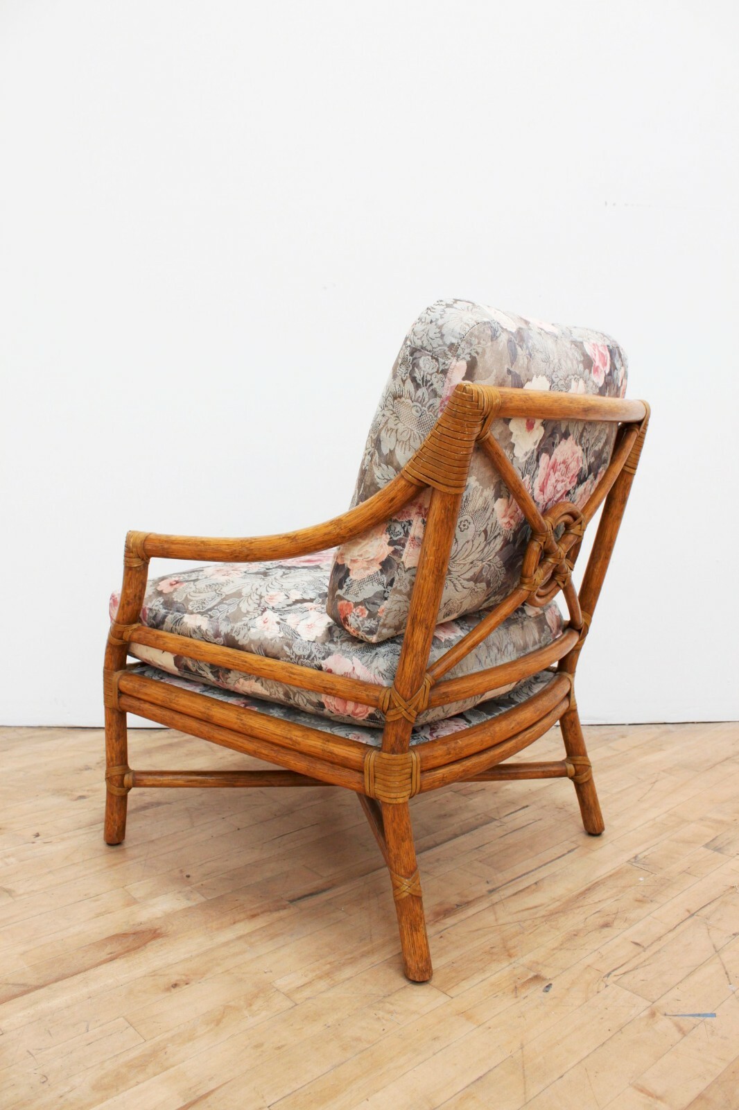 Pair Vintage McGuire Bamboo Rattan Accent Lounge Chairs Target Back